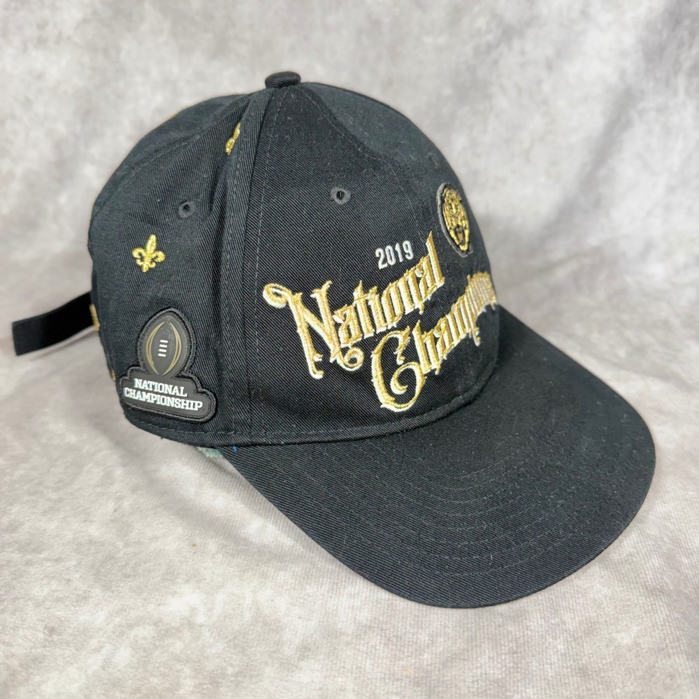 Nike LSU Tigers 2019 National Champions Hat Black Gold Fleur De Lis Adjustable